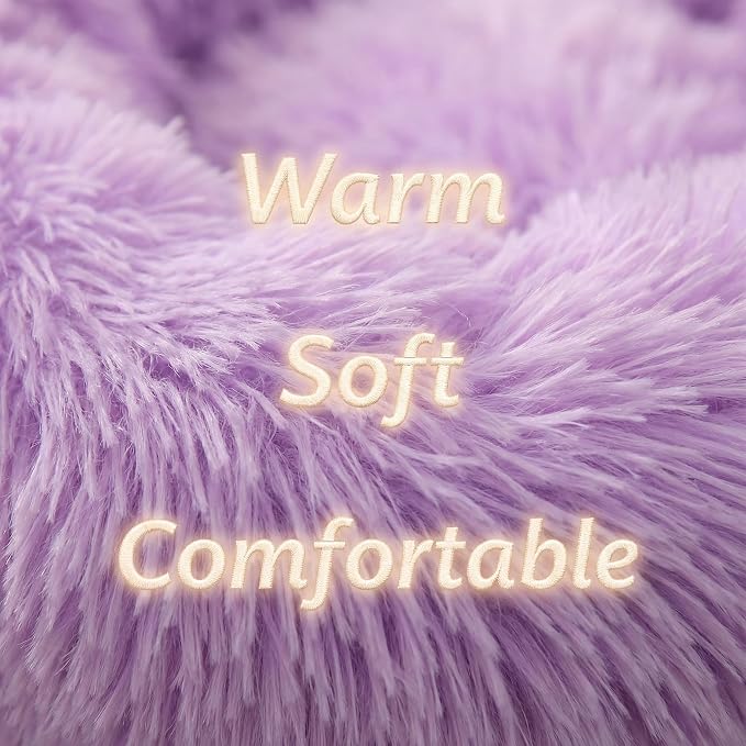 Tiny Dog Bed for Extra Small Dogs for Chihuahua Pomeranian Toy Poodle | 15 Inch Washable Puppy Bed,Soft Faux Fur Calming Donut Bed,Purple
