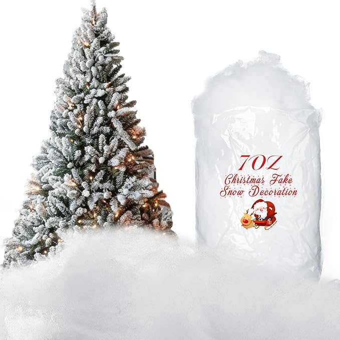 Tatuo 5 oz Fake Snow 149g Artificial Fake Cloud Christmas Faux Cloud Fluffy Snow Indoor Soft for Winter Christmas Tree Mantle Village Nativity Scene