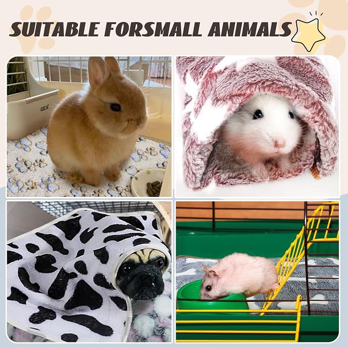 YedsIntu 6 Pcs Washable Guinea Pig Blankets Absorbent Animal Fleece Bedding Waterproof Cage Liners Reusable Pet Pee Pad Sleep Mat Pad Cover for Hamster Ferret Rabbit Chinchilla Hedgehog (20"x30")