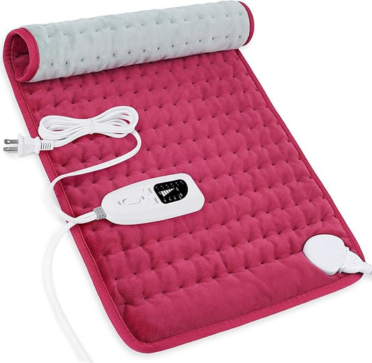 Deepsoon Heating Pad,Electric Heating Pads for Back,Neck,Abdomen,Moist Heating Pad for Shoulder,Knee,Arms,Legs,Dry/Moist Heat & Auto Shut Off,Christmas Gifts for Men and Women,Burgundy,24x12 Inch