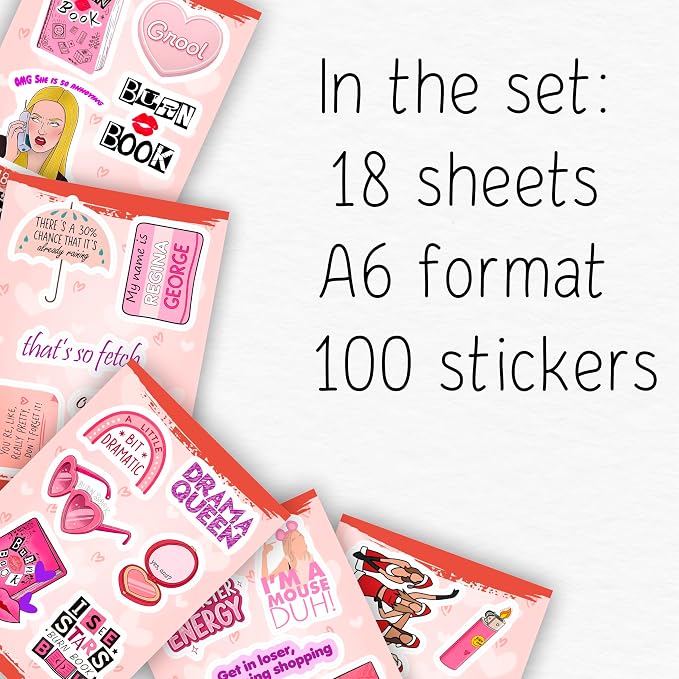 100Pcs Burn Book Stickers for Laptop, Waterbottle - Burn Book Party Decorations & Favors - Gift for Women & Men