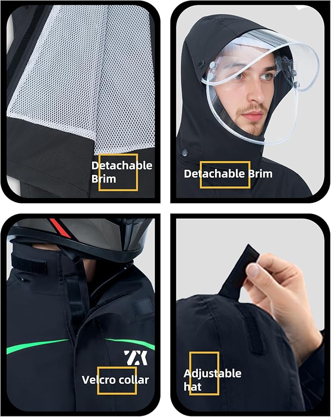 Men's Waterproof Rain Suit Rain Gear Jacket and Pant Outdoor Packable Lightweight Breathable Hooded Raincoat
