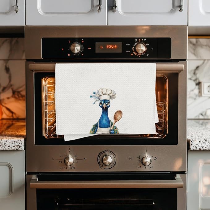Funny Peacock Chef Kitchen Towels, Peacock Gifts for Women, Chef Gifts, Funny Peacocks Animal Decorative Dish Hand Tea Towels for Kitchen Bakery, 16x24 Inch
