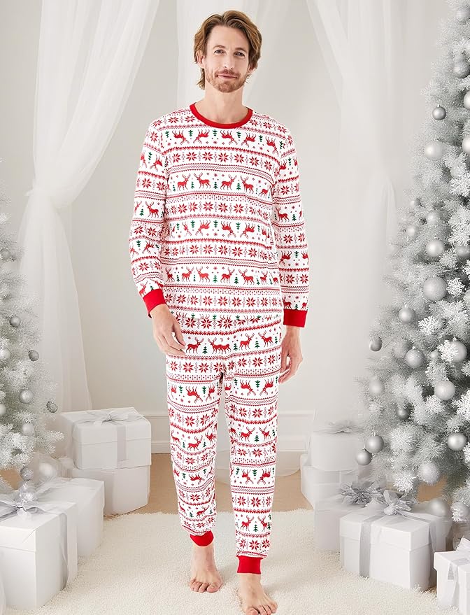 PATPAT Christmas Family Matching Pajama Sets Includes Christmas Socks - Perfect for Family Photos & Holiday Celebrations