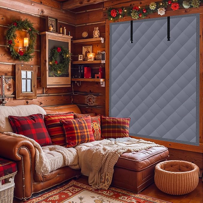 3 Layer 47x63in Thermal Insulated Window Cover for Winter,Roll-Up Insulated Window Blanket with Hook & Loop,Windows Insulation Kit for Bedroom Attic RV to Keep Winter Warm