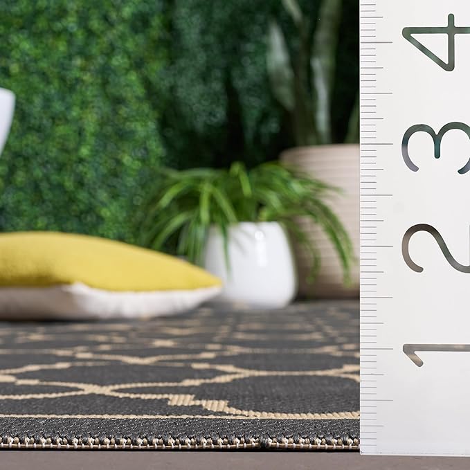 SAFAVIEH Washable Rug Outdoor Courtyard Collection - 2'3" x 8' Runner, Anthracite & Beige, Non-Shedding & Easy Cleaning, Ideal for Patio, Entryway, Mudroom, Hallway, Kitchen (CY6918-246)