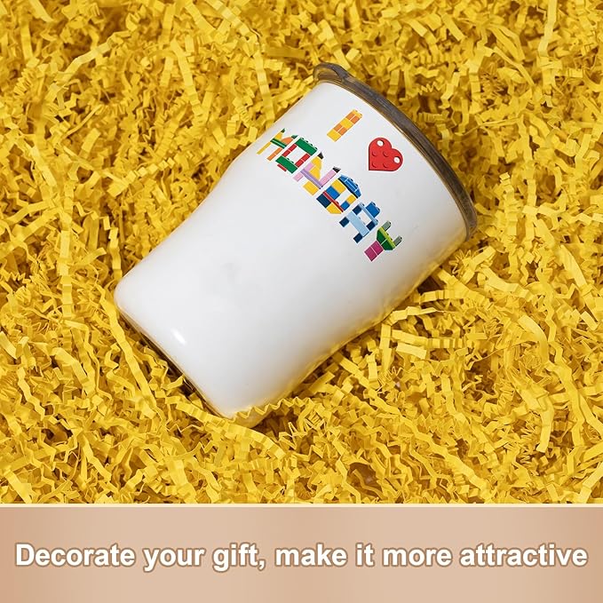 Wowxyz 2 LB Crinkle Cut Paper Shred Yellow Crinkle Shredded Paper - Gift Box Baskets Bag Filler - Confetti Stuffing for Birthday, Holiday Gift Packaging Wrapping