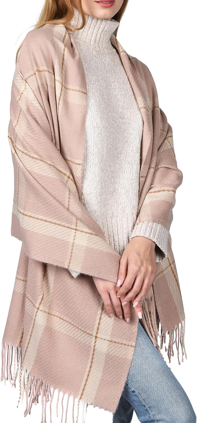 FURTALK Winter Scarf for Women Shawl Soft Tassel Plaid Large Oversized Scarves Wraps