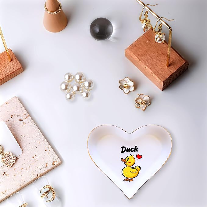 Duck Ring Holder Dish Tray, Gifts For Women Teens Girls, Duck Lovers Themed Stuff Accessories Things Decor Merch, Home Room Ring Earrings Necklace Organizer Holder!