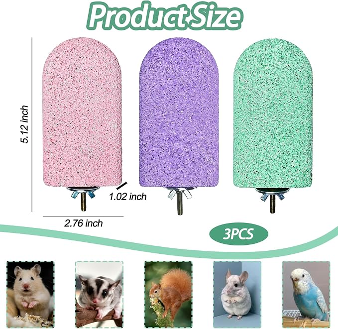 3 Pack Hamster Rat Lava Ledge Platform Teeth Grinding Chewing Toy (L) | Chinchillas Pumice Teeth Grinding Block Perch Stand Jumping Platform Small Animals Cage Accessories for Gerbil Mouse Bird