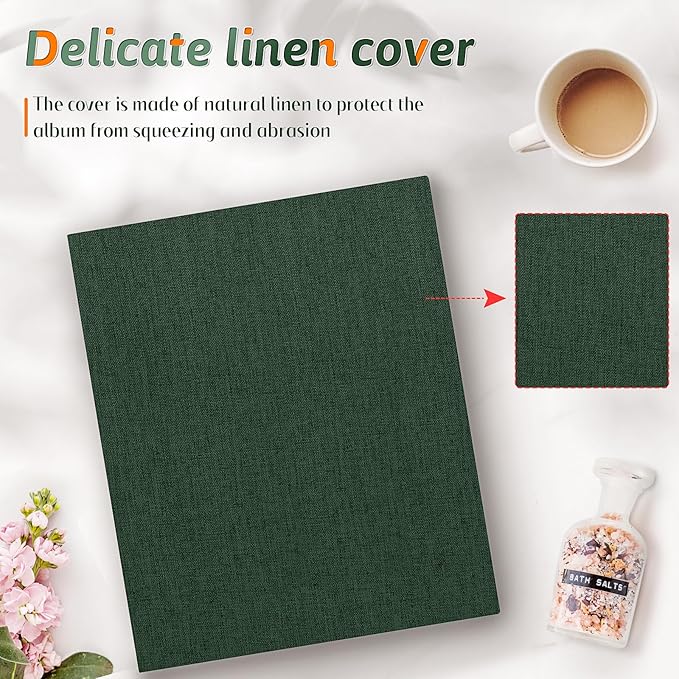 Popotop Photo Album 4x6 100 Pockets for Wedding Gifts,Linen Hardcover Picture Albums for Family Anniversary Baby Vacation Pictures