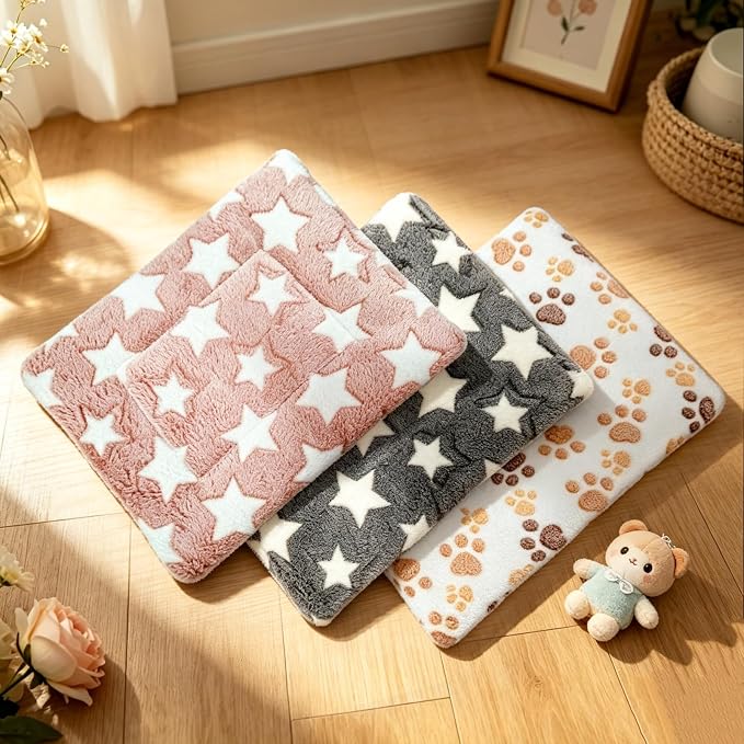 3 Pack Bunny Bed, 12.6"x9.8" Guinea Pig Bed, Washable Warm Small Pet Mat | Soft Small animal bed, machine washable, cage liner for rabbit hamster chinchilla ferret, cozy sleeping pad, 3 colors