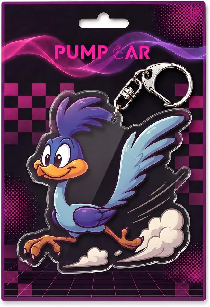 PumpCar Acrylic Keychain Double-Sided Charm Key Ring with Metal Clip Backpack Charm Bag and Car Key Accessory Collectible