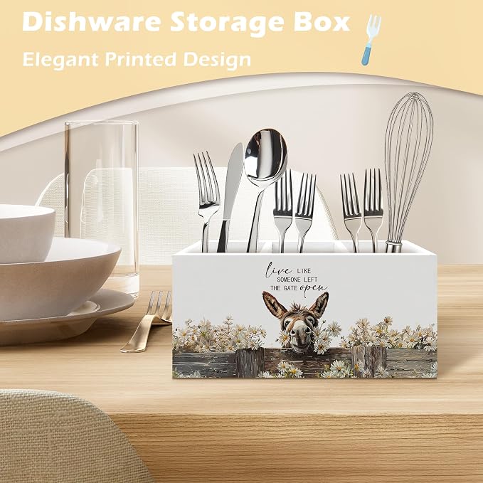 Farmhouse Donkey Pen Holder Organizer Desk Decor, Gifts for Donkey Lovers, Live Like Someone Left the Gate Open Wooden Pen Pencil Holders for Home Office Desk Accessories