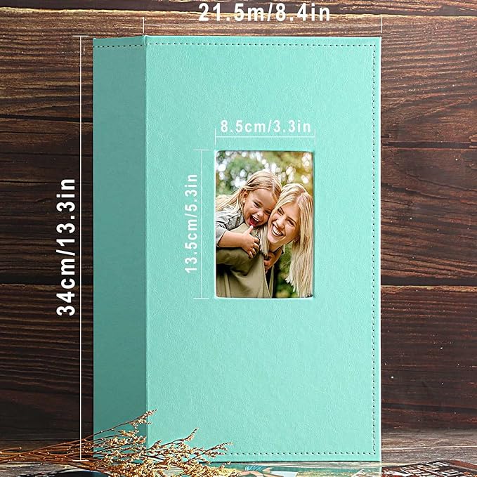 Ywlake Photo Album 4x6 300 Pockets, Leather Photo Albums Holds 300 Horizontal Only Pictures Teal