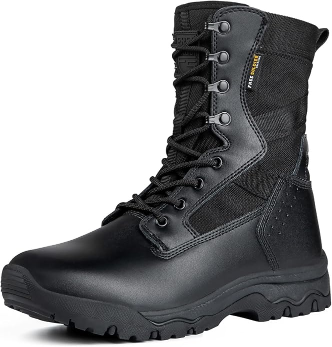 FREE SOLDIER Men's Work Tactical Boots 8 Inches Lightweight Combat Boots Durable Suede Leather Military Boot Desert Boot