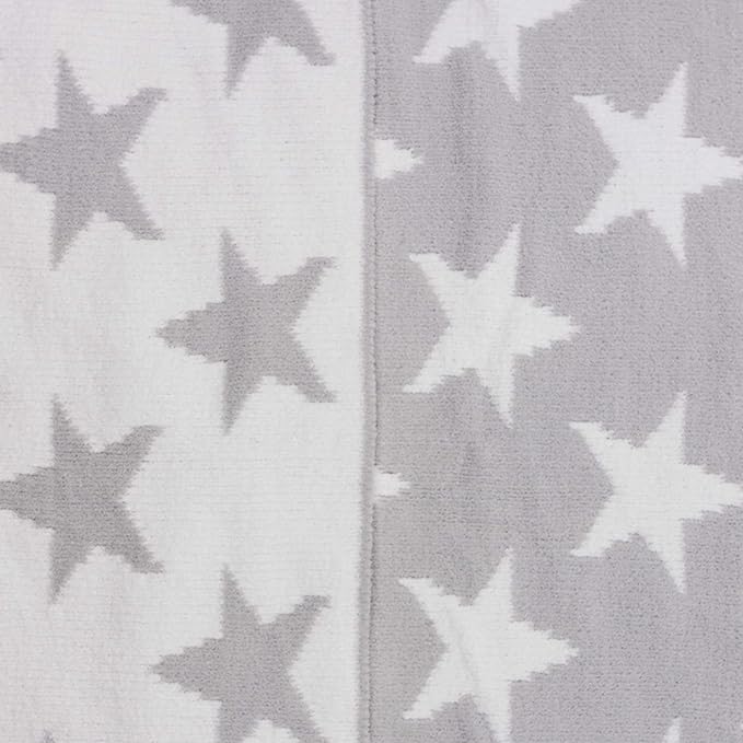 Chenille Baby Blanket - Soft & Plush, Toddler & Baby Blankets, 40x30 Inches (Grey Stars)