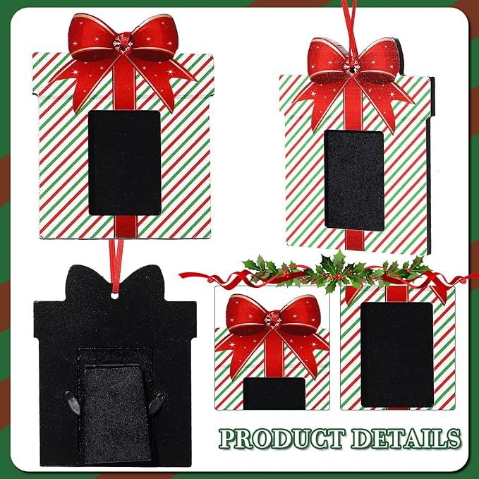 Namalu Small Frames for Christmas Ornaments Mini Wooden Picture Frame Ornaments for Christmas Tree Xmas Family Photo Hanging Keepsakes for Holiday Party Decorations Gifts (Vibrant,12 Pcs)