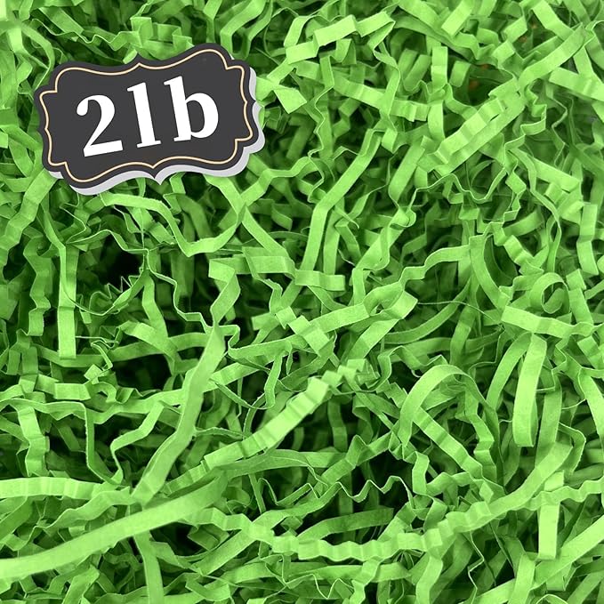 ZEBMOON 2 LB Green Crinkle Cut Paper Shred Filler Great for Gift Wrapping, Basket Filling, Birthday, Wedding, Anniversary Fillers Party Decorations Filling Supplies