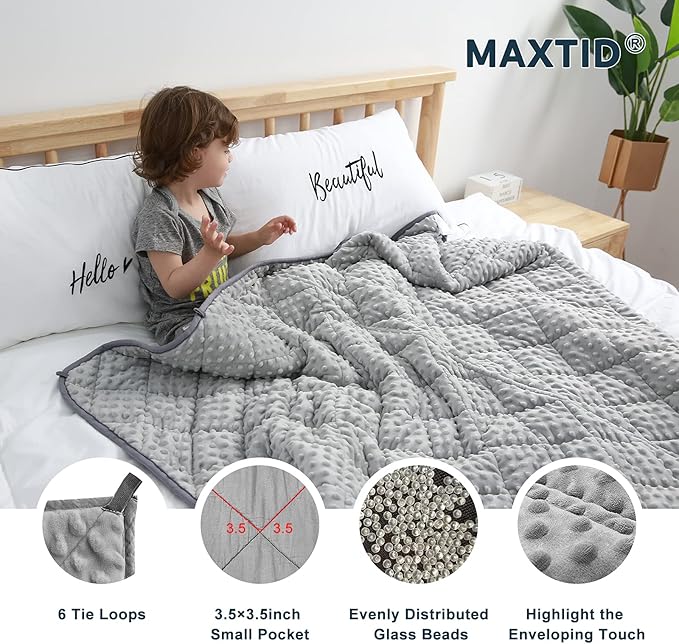 MAXTID Weighted Blanket for Kids 7 lbs 41x60 Luxurious Kids Heavy Blanket with Glass Beads, Best for 60-80lb Children