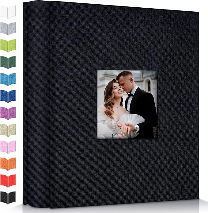 Photo Album 4x6 with 600 Pockets,Slip-in Picture Albums,Linen Cover Memory Book with Front Window,White Page Vertical Photo Book for Wedding,Family,Anniversare,Baby,Vacation