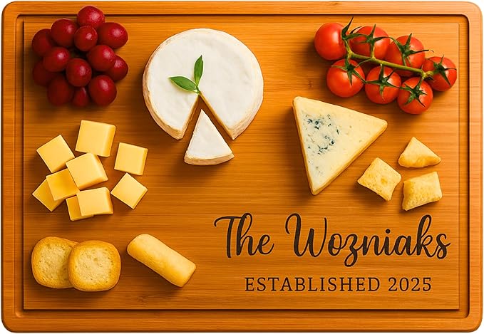 Personalized Cutting Board - Custom Engraved Bamboo Wood Charcuterie Board, Gifts for Wedding, Engagement, Anniversary, Housewarming, Bridal Shower, Unique Gift Idea for Couples, Family, Mom, Dad