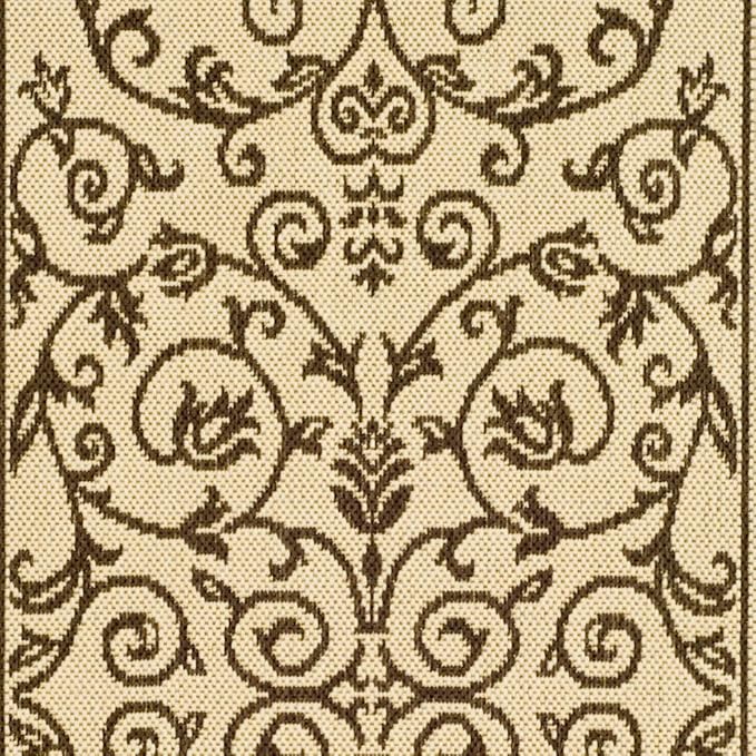 SAFAVIEH Washable Rug Outdoor Courtyard Collection - 7'10" Square, Natural & Brown, Non-Shedding & Easy Cleaning, Ideal for Patio, Backyard, Mudroom (CY2098-3001)