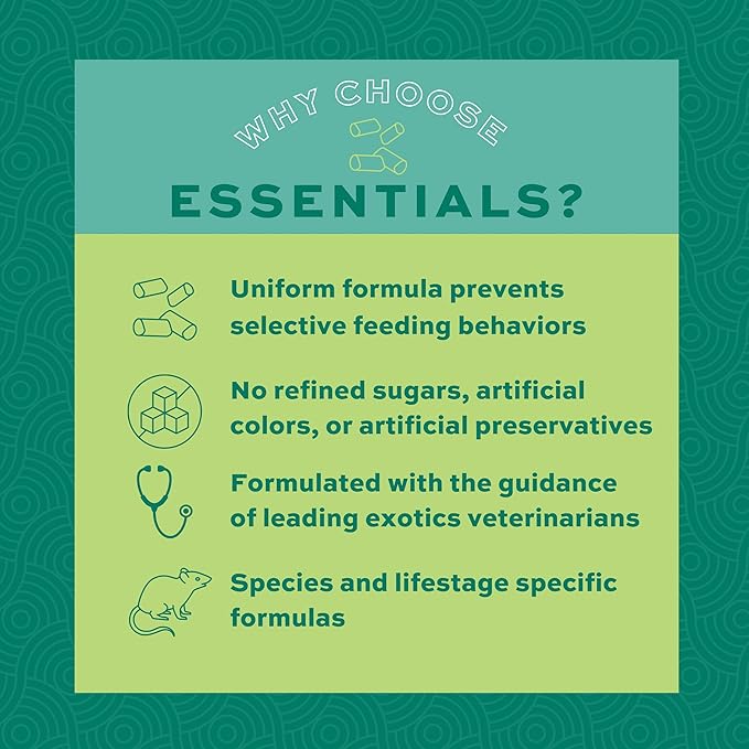 Oxbow Essentials Rat Food, Pet Food for Adult Rats, All-Natural Vitamin & Mineral Rich Formula, Veterinarian Recommended, Oxbow, Rodent Pellets, Made in USA, No Artificials, 3 lb. Bag | Uniform Rat Food Pellets, Veterinarian Recommended, Vitamins And M...