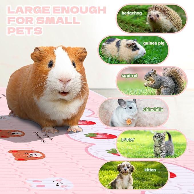 4 Pcs Guinea Pig Cage Liner, Washable Guinea Pig Bedding, Rabbit Bedding Waterproof Guinea Pig Pee Pads, Absorbent Guinea Pig Bedding for Small Animals Hamster Rabbit Squirrel Cage (Bear 47“)