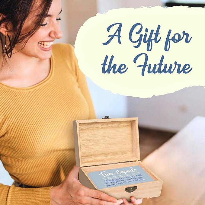 Time Capsule Box 1st Birthday Gifts - Baby Time Capsule For First Birthday Party Games, 1st Birthday Party Activities For Guests, Blue Time Capsule Cards 1st Birthday Decorations For Boys