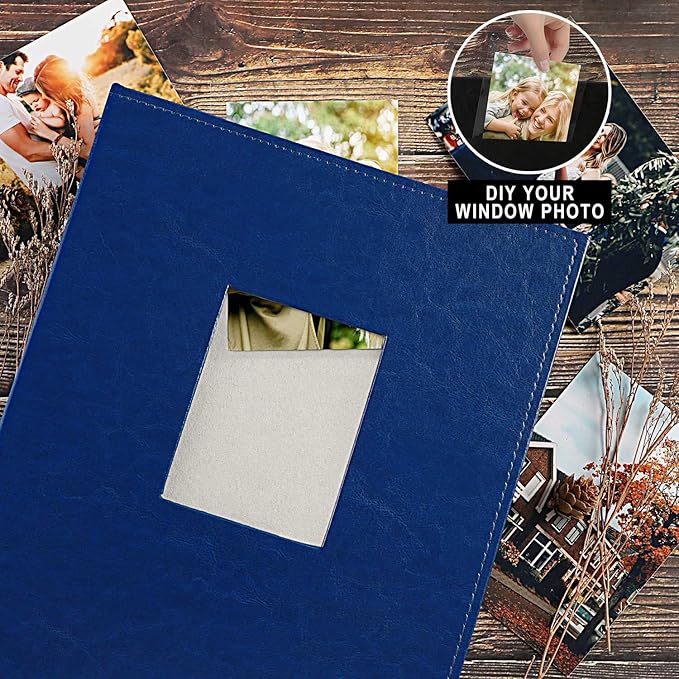 Ywlake Photo Album 4x6 400 Pockets, Leather Photo Albums Holds 400 Vertical Pictures Only Blue