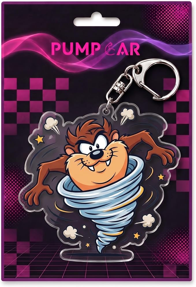 PumpCar Acrylic Keychain Double-Sided Charm Key Ring with Metal Clip Backpack Charm Bag and Car Key Accessory Collectible