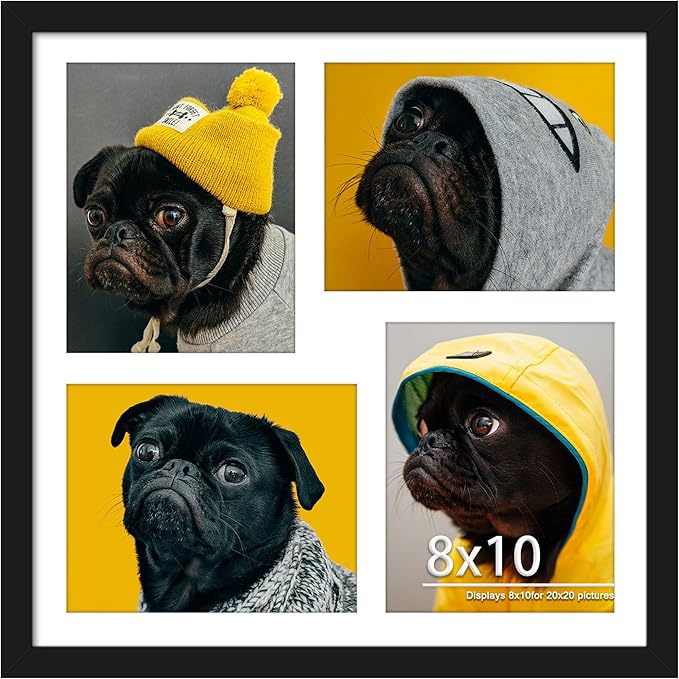 20x20 Collage Picture Frame 8x10 Picture Frame Collage Displays Four 8x10 inch Photos Available Horizontal Wall Mounting Display and Vertical Black