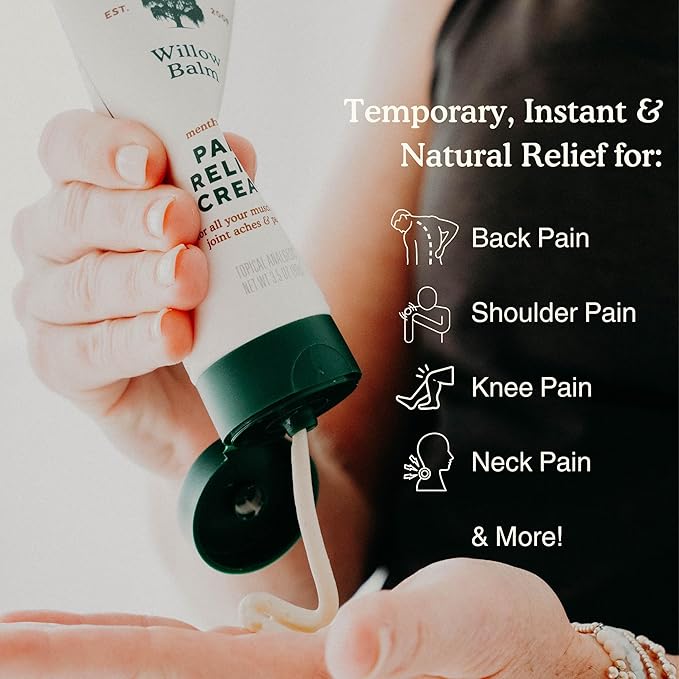 Nature's Willow Willow Balm Natural Pain Relief Cream for Muscles & Joints | Fast-Acting with Willow Bark & Menthol | Free from Artificial Fragrances & Dyes | 3-Pack | 3.5 fl oz