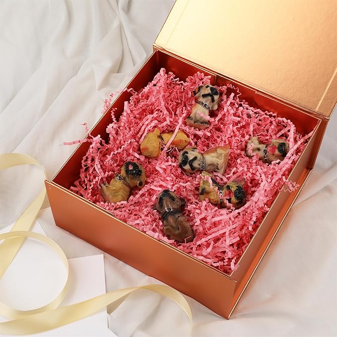 6 Pack Rose Gold Gift Boxes With Lids,9x9x4 Inch Bridesmaid Proposal Box And Printable Stickers,Proposal Boxes With Ribbon For Wedding, Packaging, Present, Birthday