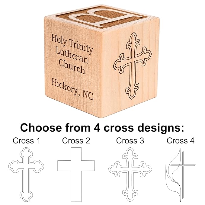 Palmetto Wood Shop Baptism/Dedication/Christening Baby Block - Laser Engraved Baptism Gifts for Babies, Parents, and Family Members, Handcrafted in the USA, Solid Wood Construction - 3 Sizes, 3 Colors