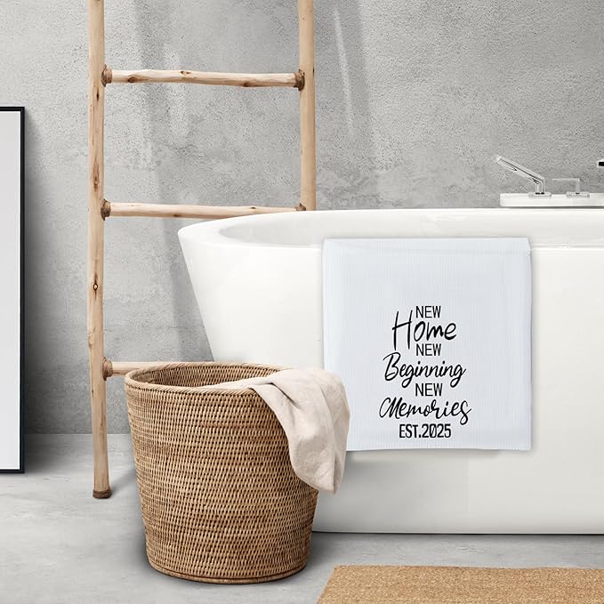 Kitchen Towels Housewarming Gifts for Friends,New Home New Memories Kitchen Tea Towels Gifts for Homeowners (24 x 16 in)
