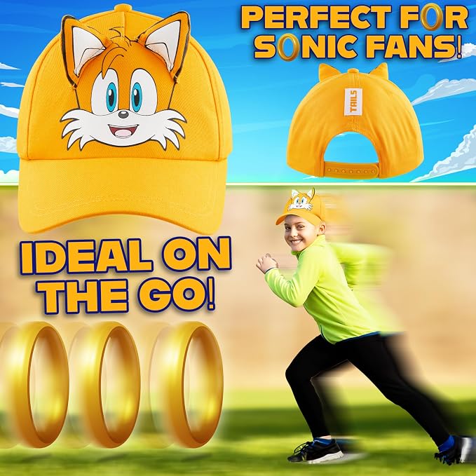 Sonic the Hedgehog Boys Baseball Cap Kids Sun Hat for Summer Beach Outdoor Play Cotton Ball Cap Gifts for Boys