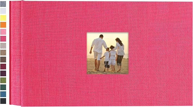 potricher Small Photo Album 4x6 100 Photos Linen Cover Picture Photo Book for Family Wedding Anniversary Baby Vacation (Rose Red,100 Pockets)