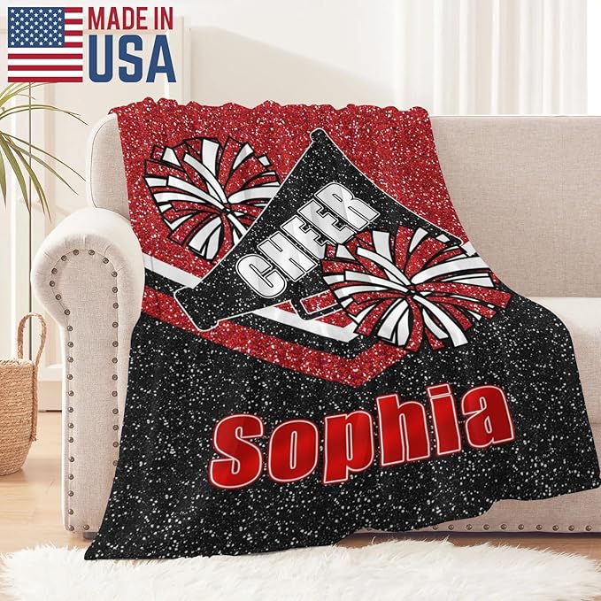 Personalized Cheer Blanket - Customized Throw Blanket for Cheerleaders College Students Adults