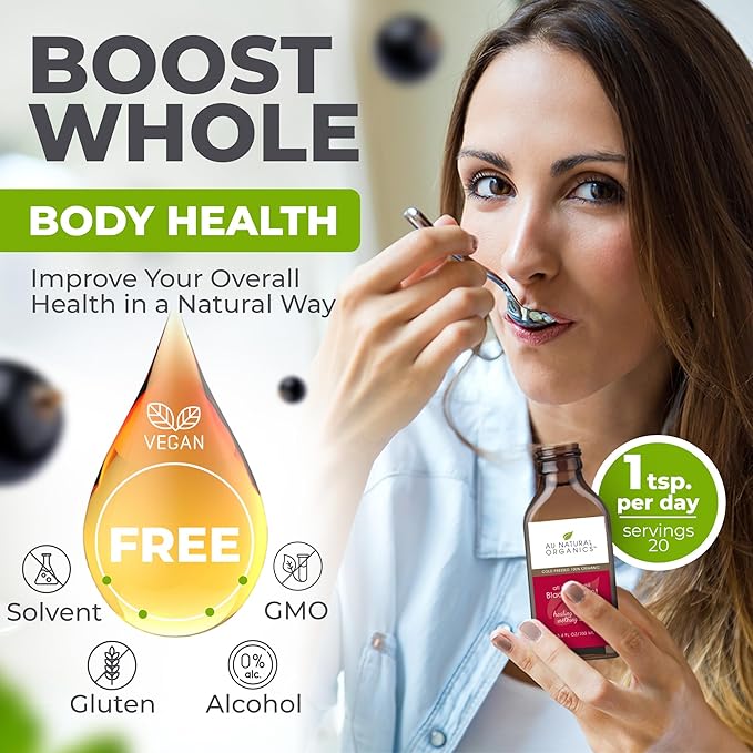 Au Natural Organics Black Currant Seed Oil for Eczema – 100% Pure Organic Cold Pressed Black Current Oil GLA for Skin | Support Immune Health, Blood Flow, Tissue Repair | Edible & Hexane Free | 100ml