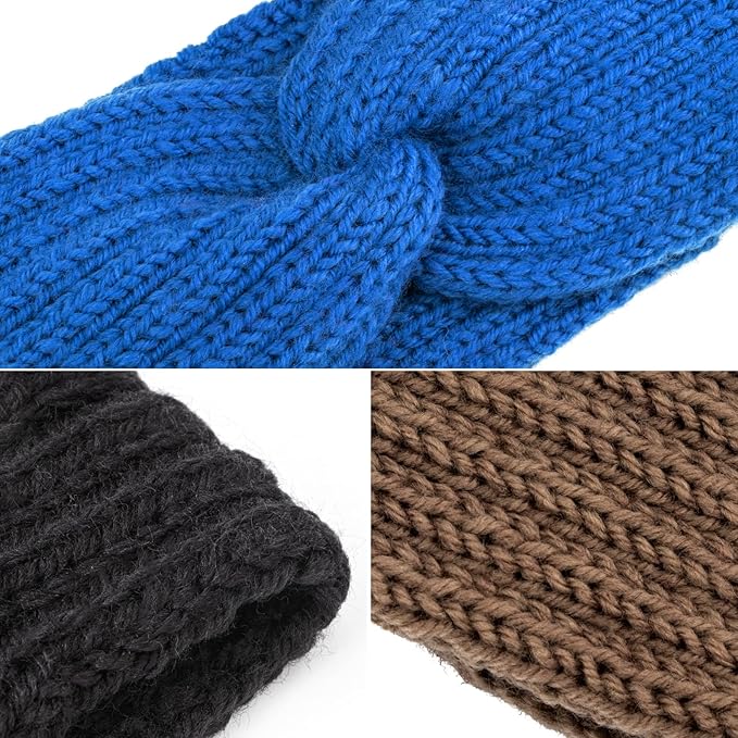 DRESHOW Winter Knit Chunky Headbands for Women Crochet Turban Knitted Ear Warmer Fashion Head Wrap 6 Pack