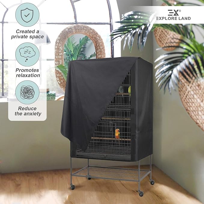Explore Land Pet Cage Cover - Good Night Enclosure(Small, Black) | For Bird Critter Cat House to Small Animal Privacy & Comfort