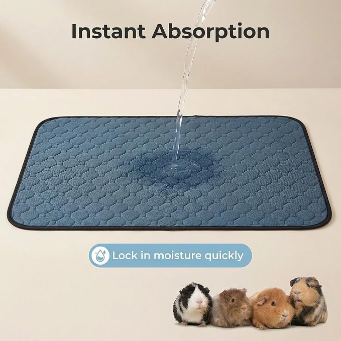 2 pcs Guinea Pig Cage Liners - Washable Guinea Pig Pee Pads, Waterproof Reusable & Anti Slip Guinea Pig Bedding Fast and Super Absorbent Pee Pad for Small Animals Rabbit Hamster Rat