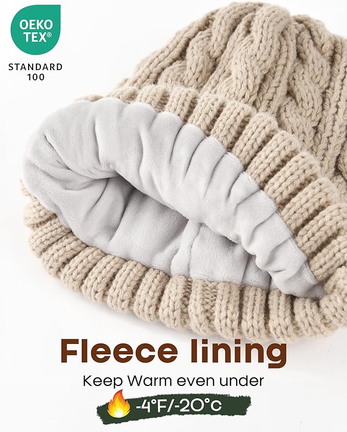 FURTALK Womens Winter Hat Gloves Scarf Set Fleece Knit Pom Beanie Warm Neck Warmer Touchscreen Gloves 3 in 1 Gift Set