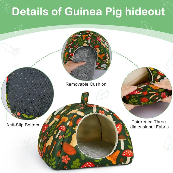 Bienbee Guinea Pig Hideout, 2 Piece Washable Set for Small Animals Small | Guinea Pig Bed With Soft Plush, Resilient Padding, and Easy Machine Washing for Resting Hiding and Tunnel Playing