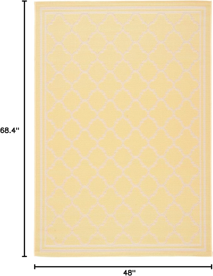 SAFAVIEH Courtyard Collection 4' x 5'7" Gold/Beige CY6918 Trellis Indoor/ Outside Waterproof Easy cleansingPatio Backyard Mudroom Area Mat