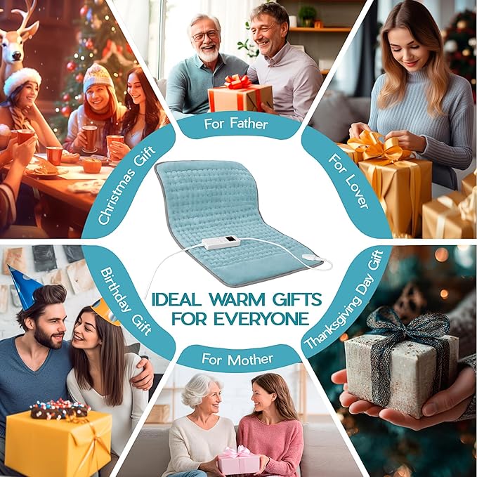 Heating Pad for Period Cramps, Heating Pad for Back/Neck/Shoulder Muscle Pain, Auto Shut Off, Dry/Moist Heat & Machine Washable, Christmas Gifts for Women