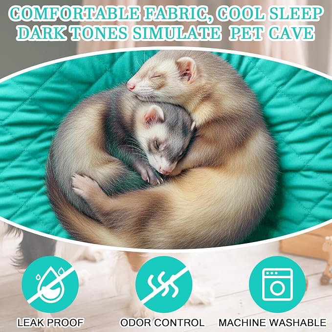 Beeveer 7 Pcs Winter Ferret Cage Liner Set Washable Ferret Pads Bedding Cage Accessories for Small Animals Hamster Rats Chinchillas Hedgehogs Guinea, Stain-Resistant Material(Light Blue)