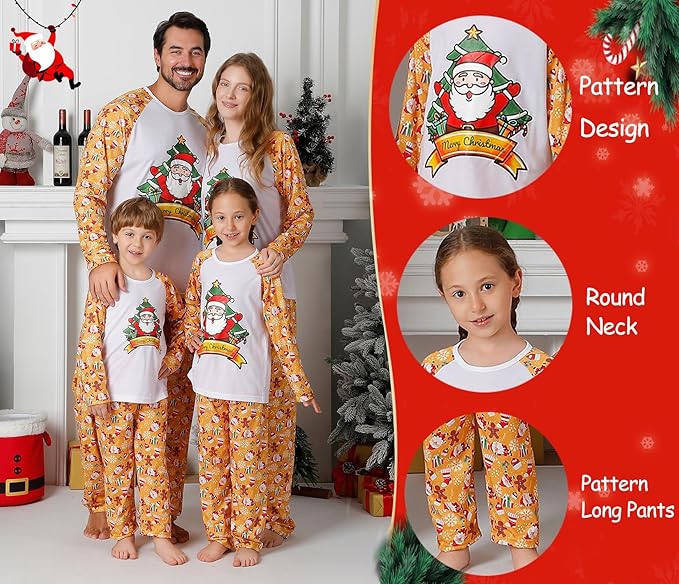 ANGELGGH Matching Christmas Pajamas for Family, Cute Vacation PJs Sets for Couples/Women/Men, Xmas 2 Piece Jammies Sleepwear